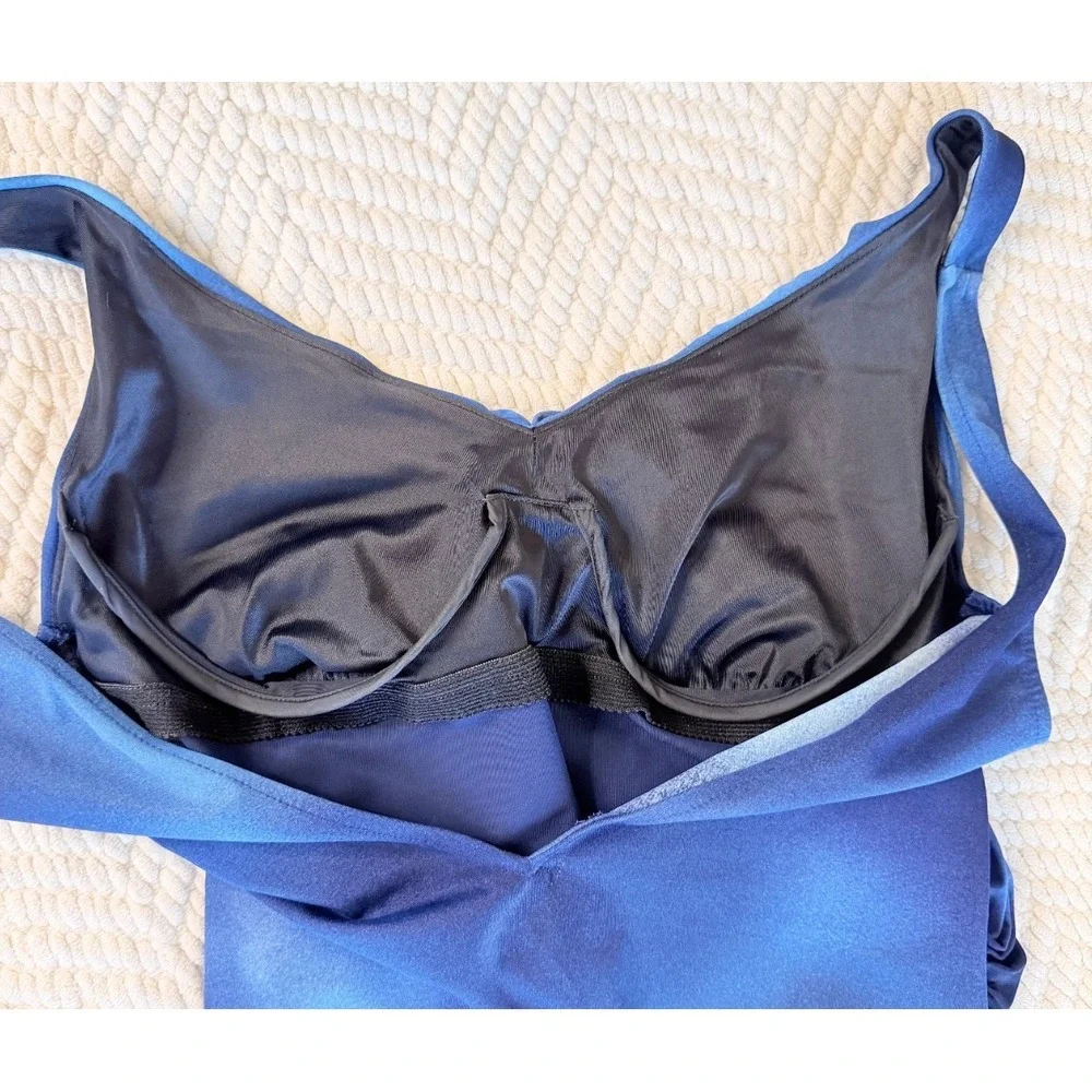 Miraclesuit One Piece‎ Swimsuit Sz 14 Blue Ombre Ruched Tummy Control Slimming